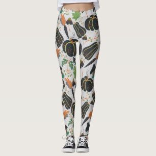 Kürbismuster nahtlose Muster Karotte schwarz-weiß Leggings