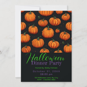 Kürbismuster Schwarzes Halloween Party Einladung