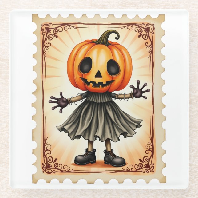 Kürbisparade: Der Erntetrickster Glasuntersetzer (Vorderseite)