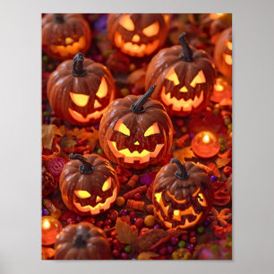 Kürbisparty – Gemütliches Halloween-Plakat Poster