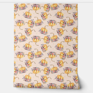 Kürbispastellpfirsich Goldpolka Punkt Blumenfall Tapete