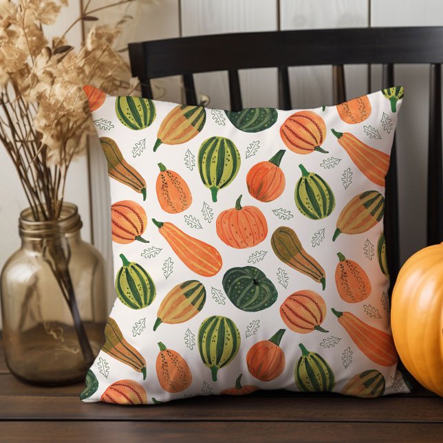 Kürbispflaster aus Erntedank Kissen (Cute Rustic Thanksgiving pumpkin pattern Throw Pillow)
