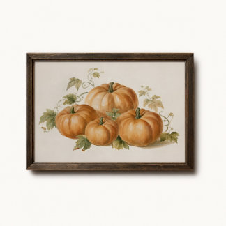 Kürbisranken-Wasserfarben-Harvestposter Poster