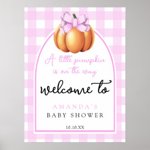 Kürbisrosa Herbstbrause Babydusche Party Poster
