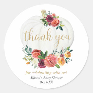 Kürbisrustikal Fall blumenburgundische goldene Veg Runder Aufkleber