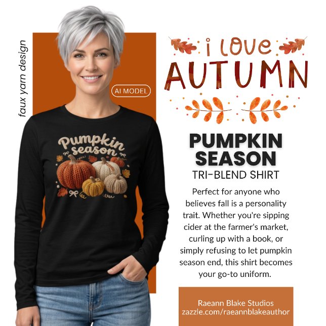Kürbissaison Faux-Garn Bella+Canvas  Tri-Blend Shirt (Von Creator hochgeladen)