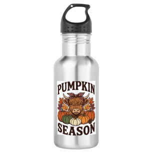 Kürbissaison Highland-Kuh Vintage Herbst-Shirt_1 Edelstahlflasche