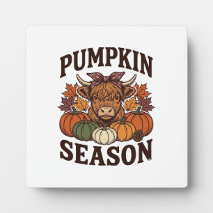 Kürbissaison Highland-Kuh Vintage Herbst-Shirt_1 Fotoplatte