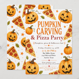 Kürbisschnitzen & Pizza-Party-Einladung Einladung