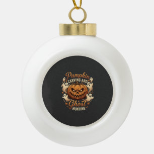 Kürbisschnitzerei Geisterjagd Halloween Gruselnd F Keramik Kugel-Ornament