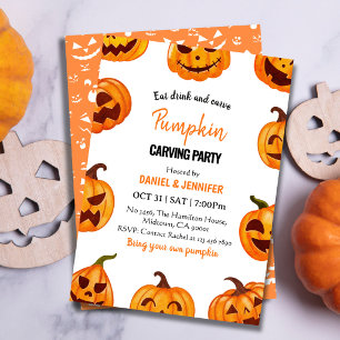 Kürbisschnitzparty Halloween Jack O Lantern Einladung