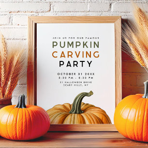 Kürbisschnitzparty-Schild für Halloween Poster