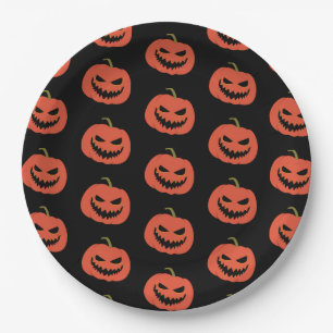 Kürbisschwarz-orange-Halloween-Party Pappteller