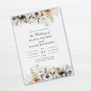 Kürbisse auf Wildblumenwiese Hochzeit Einladung