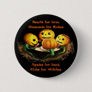 Kürbisse beim Kartenspiel Halloween-Button Button