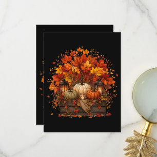 Kürbisse Blätter Bäume Herbst Herbstsaison Dankeskarte
