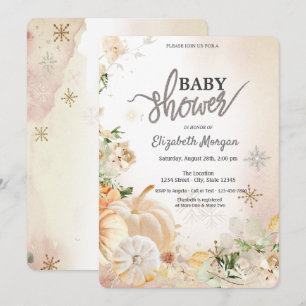 Kürbisse Boho Blumen Schneeflocken Babyparty Einladung