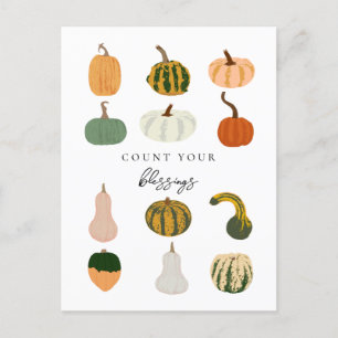 Kürbisse des Segens zählen Herbst Postkarte