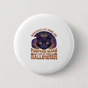 Kürbisse Glänzen Halloween Schwarze Katze Fallende Button