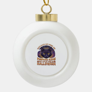 Kürbisse Glänzen Halloween Schwarze Katze Fallende Keramik Kugel-Ornament