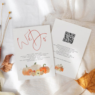Kürbisse Glitter Wir Machen QR Code Hochzeitseinla Einladung