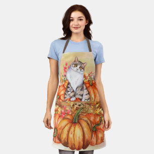 Kürbisse Herbst Ernte Katze Schürze