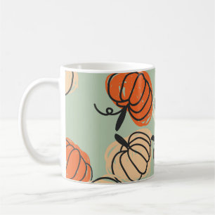 Kürbisse: nahtloses Thanksgiving-Muster. Kaffeetasse