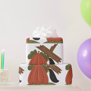Kürbisse und Amsel Geschenkpapier