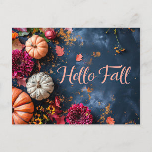 Kürbisse und Blumen Herbstgruß-Postkarte Postkarte
