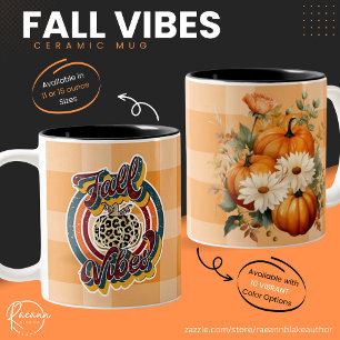 Kürbisse und Blumen Herbstliche Stimmung Keramikbe Zweifarbige Tasse