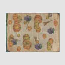 Kürbisse und Kessel Vintage Seiten Decoupage