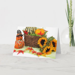 Kürbisse und Sonnenblumen Feiertagskarte