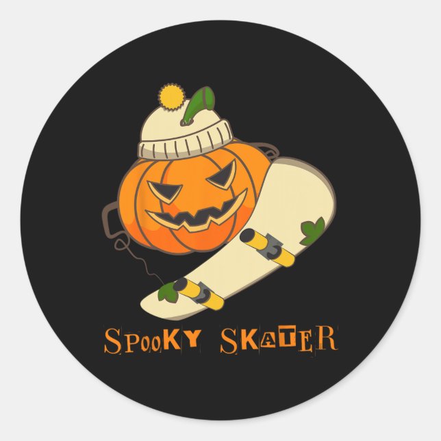 Kürbisskateboard Halloween-Kostüm Spaß Skateboard Runder Aufkleber (Vorderseite)