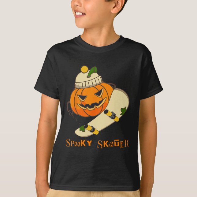 Kürbisskateboard Halloween-Kostüm Spaß Skateboard T-Shirt (Vorderseite)