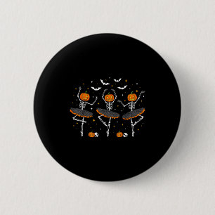 Kürbisskelett-Ballerinen-Balletttanz-Mädchen Hal Button