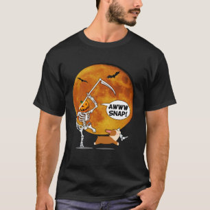 Kürbisskelett gebrochenes Bein Halloween Corgi Sen T-Shirt