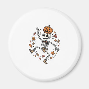 Kürbisskelett-Shirt Vintage Gravur Herbst Da Magnet