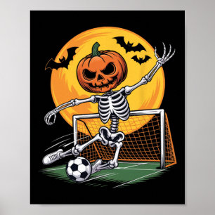 Kürbisskelett-Torhüter-Fußball-Halloween-Spooky-Sp Poster