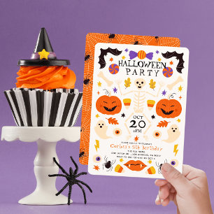Kürbisskelette Geister Halloween Geburtstag Einladung