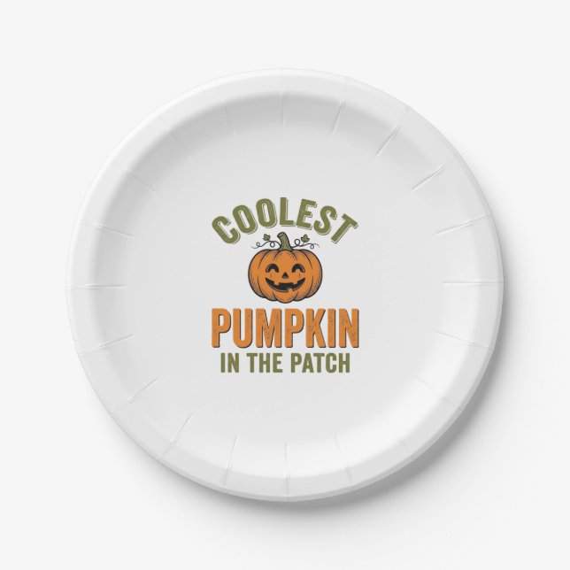Kürbisste in der Patch Vintage Halloween Des Pappteller (Vorderseite)
