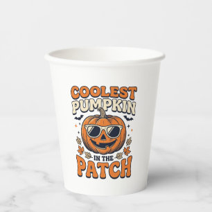 Kürbisste Patch Vintage Halloween-Shirt Pappbecher