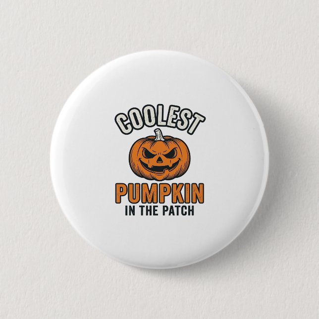 Kürbisster Vintage-Halloween-Shirt Button (Vorderseite)