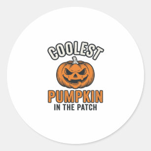 Kürbissterne auf Halloween-Shirt im Vintage-Stil Runder Aufkleber