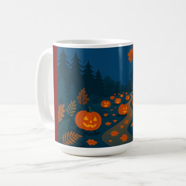 Kürbissuche auf Straßen zu Halloween Kaffeetasse (Vorderseite Links)