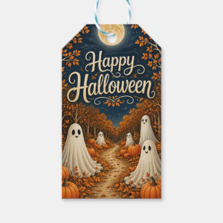 Kürbisweg-Halloween-Ernte unter Mondlicht Geschenkanhänger
