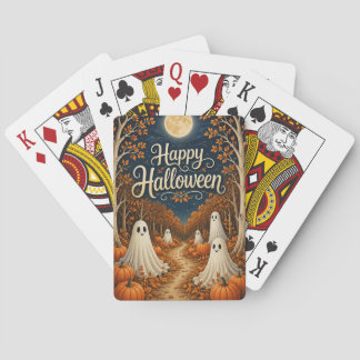 Kürbisweg-Halloween-Ernte unter Mondlicht Spielkarten