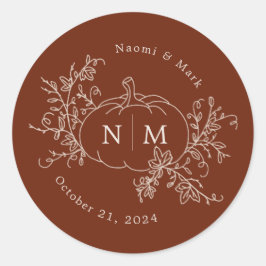 Kürbisweilen Monogram Runder Aufkleber