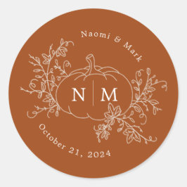 Kürbisweilen Monogram Runder Aufkleber