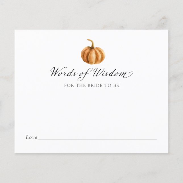 Kürbiswörter der Weisheit für die Braut (Vorderseite)