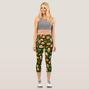 Kürbiswürfelkaffee dunkelgrün capri leggings